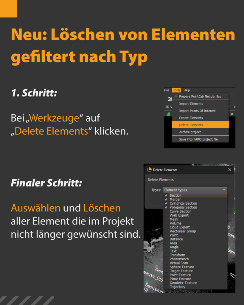 Löschen von Elementen, gefiltert nach Typ