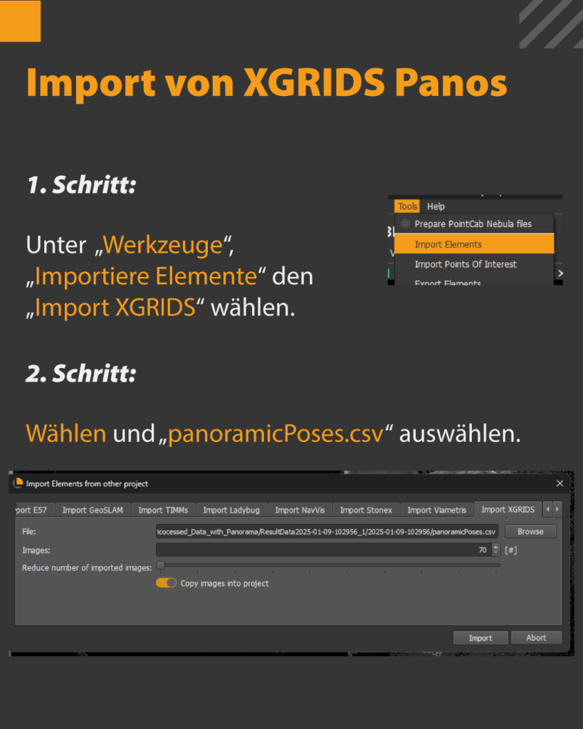 Import von XGRIDS Panos