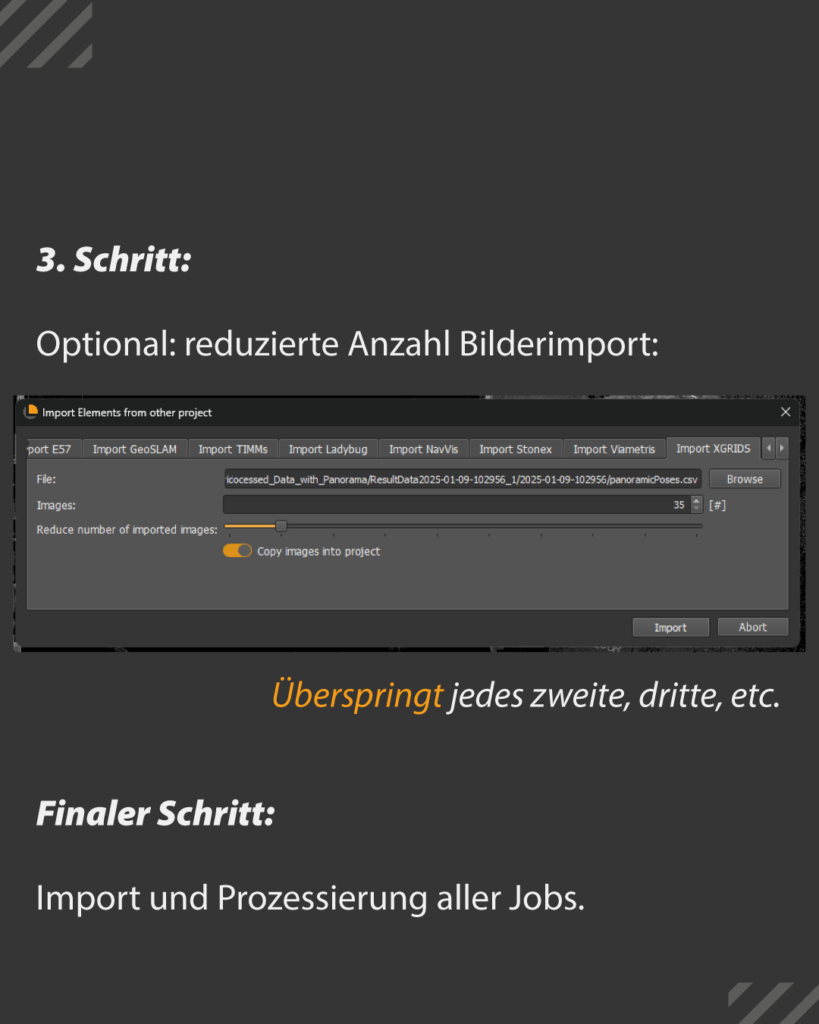 Import von XGRIDS Panos